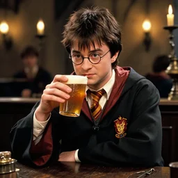 beautiful harry potter drinking in a pub