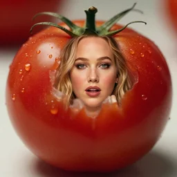 jennifer lawrence inside a tomato, dslr 5 0 mm