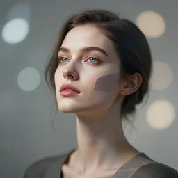 a artsy portrait of a woman dreaming about a better world, f 2. 0, leica, highly detailed, bokeh, soft lighting, trending on artstation, perfect face, elegant, geometrical, human like