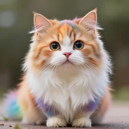 cute and funny, rainbow fluffy cat by Rosina Wachtmeister, trend on artstation, vikiart, hyper reailstic, ultra detailed, cinematic