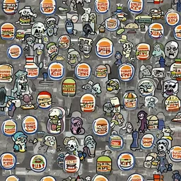 Zombies waiting at a Burger King to eat lunch,
