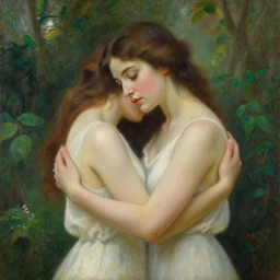 a masterpiece painting of a beautiful woman embracing nature, the divine