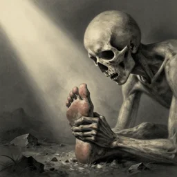 Sketch of soul leaving body after stubbing toe, hurting, hurting