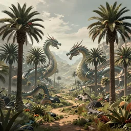 cocora valley landscape, filled with wax palms and dragons, concept art for a dark souls game, concept art, 4 k, video game art, trending on artstation
