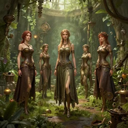 women at the Interior of a Steampunk garden Greg Rutkowski, Milo Manara, ArtStation, CGSociety, Unreal Engine