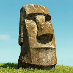 Detailed photo of a gigachad Easter island head, by Jordan Grimmer, digital art