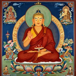 tibetan art featuring a monk worshipping magic mushrooms, highly detailed, 4 k, - - cfg _ scale 6