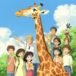 maximalist joyful giraffe, trending on pixiv fanbox, painted by makoto shinkai takashi takeuchi studio ghibli, akihiko yoshida, yoshitaka amano, wangechi mutu, clean cel shaded vector art. shutterstock. behance hd by lois van baarle, artgerm, helen huang, rossdraws, illustration