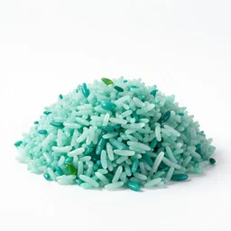 turquoise fried rice, professional product shot, isolated on a pure white background, centered, entire object in frame, sharp focus, soft studio lighting