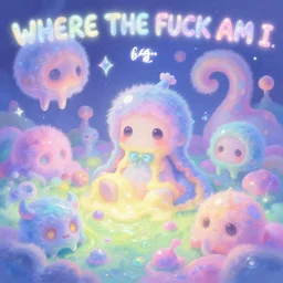 placid pastel cute warped otherworldly IRIDESCENT GLOWING FOURTH-DIMENSION, VOMITCORE, WICKED TWISTED MOTTLED STRANGE FEARFUL LAND, WHERE THE FUCK AM I, PARADOXICLAND painterly fluffy  trending on pixiv