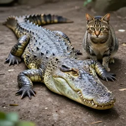 a crocodile - cat - hybrid. animal photography,
