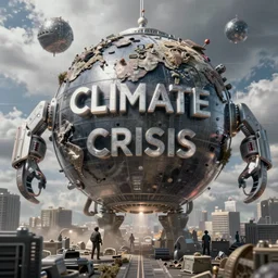 climate crisis doomsday, futuristic, highly detailed, sharp focused, 4 k, 8 k, hd