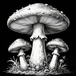 Geometrically surreal Mushroom, extremely high detail, photorealistic, intricate line drawings, dotart, album art in the style of James Jean