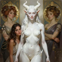 Jessica alba mixed with Nathalie Portman the pure white demon, overlord, overlord season 4, body portrait, slight smile, highly detailed, digital painting, artstation, concept art, sharp focus, illustration, art by wlop and greg rutkowski and alphonse mucha and artgerm