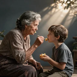 grandmother eating her son