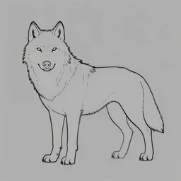 professional digital art of a full-body outline of a wolf, super simple, no color, high quality, HD, 8K,