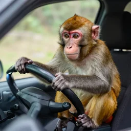 a monkey learning to drive