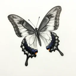 an scientific pencil sketch of papilio ulysses butterfly