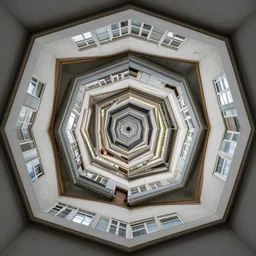 a house inside of a house, perfectly centered, symmetrical, droste effect, kaleidoscope effect