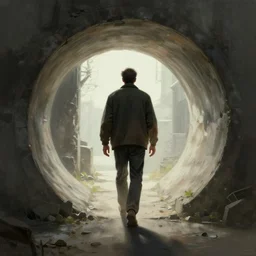 a man walking into the portal, concept art, illustration, highly detailed, artwork, cinematic, hyper realistic, art station,