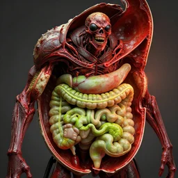 airbrush cross section insect digestion viscera armor shell, syd mead, chris foss, enric torres, alberto bontempi, feng zu hyper realism, narrative light, red & lime colors, epic, hyper detailed, awe inspiring, award winning horror, torch lighting, octane rendering, hyper realism, cinematical