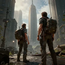 establishing shot of a New York, an epic fantasy, dramatic lighting, cinematic, extremely high detail, photorealistic, cinematic lighting, matte painting, artstation, by simon stalenhag, Uncharted 4: A Thief's End