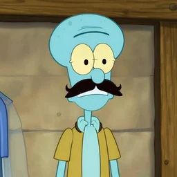 squidward with a mustache