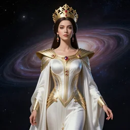 portrait of the powerful empress of the solar system in the style of luis royo and in the style of mark ryden. glowing, ornate and intricate linework, sharp focus, depth of field, stunning, dynamic lighting, ultrafine and hyperdetailed.