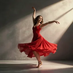 Millie bobby brown dancing in a red dress