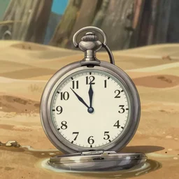 realistic interior shot from howls moving castle ( 2 0 0 4 ) a silver pocket watch. flooded desert. cartoon depth of field.