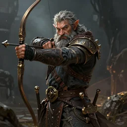 A fantasy comic book style portrait painting of a dwarf archer, unreal 5, DAZ, hyperrealistic, octane render, RPG portrait, dynamic lighting