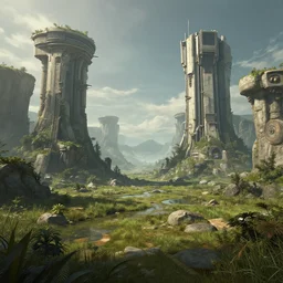 sci-fi and fantasy landscape, unreal engine, realistic, matte painting, concept art, trending on art station, concept art,