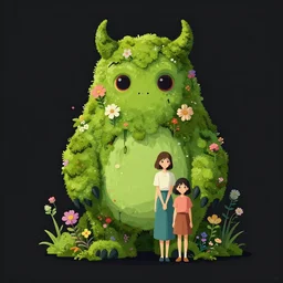 a beautiful terrifying monster made of moss and flowers. clean cel shaded vector art by lois van baarle, artgerm, helen huang, by makoto shinkai and ilya kuvshinov, rossdraws, illustration, art by ilya kuvshinov