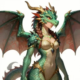 a renessnace portrait of a beautiful anthropomorphic female dragon, accurate details, vibrant colours, concept art, trending on pixiv