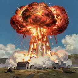 a nuclear explosion In the style of Studio Ghibli