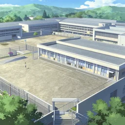 a paved, fenced roof of a modern japanese high school, key visual, a digital painting by makoto shinkai and james gurney, trending on artstation, highly detailed