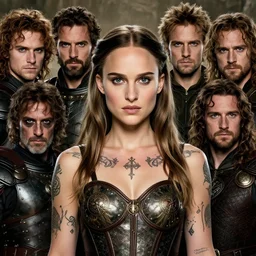 young natalie portman, ultimate warrior, fighter, lord of the rings, tattoos, decorative ornaments, battle armor, omar ortiz, carl spitzweg, ismail inceoglu, vdragan bibin, hans thoma, greg rutkowski, alexandros pyromallis, perfect face, detailed, sharply focused, centered, rule of thirds, realistic shading, photorealism
