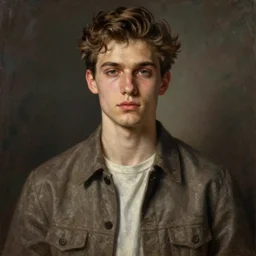 portrait of twink handsome guy, ultra detailed, rusian, belarusian, german, top model, beautiful, oil painting bymichelangelo, renacentist style, high quality with clothes