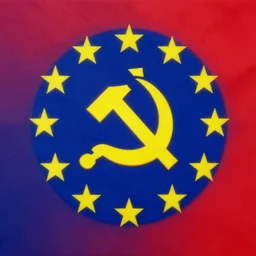 award winning flag design selected for a communist European Union, hammer and sickle design, reddit vexillology, 8K, concept art, legacy, bright future