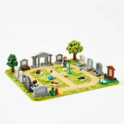 a playmobile, toy cemetery play set commercial