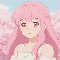aesthetic lo - fi pastel pink anime girl by ghibli and wlop and rebecca sugar
