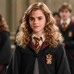 photograph of emma watson as hermione granger. wearing [ [ [ [ [ [ [ [ hogwarts robes ] ] ] ] ] ] ] ]. extremely detailed. 4 k.