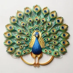 a beautiful quilled paper art of a peacock, by yulia brodskaya, golden ratio composition, smooth art nouveau lines, deep depth of field, top lit, behance, 8 k