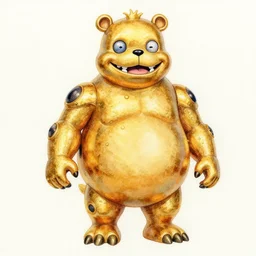 water color on paper, golden freddy fazbear, highly detailed, artstation, masterpiece, award - winning,