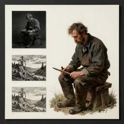 asset sheet, material study ( surreal caricature ) cobbler by ( by mark ryden ) dark foreboding