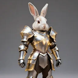 hyper realistic bunny in shining knight armor.