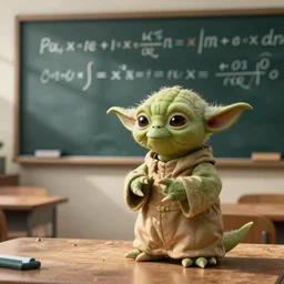 a photo Yoda teaches math in college