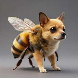 perfect mix between a dog and a bee. hyper realistic and highly detailed chimera photography. 8 k rendering, surrealism, concept art, unreal engine 5, trending on artstation.