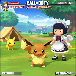 pokemon : call of duty animal star valley resident evil vaporeons mystery dungeon ( nintendo 6 4 ) ps 1 sony playstation fps resolution screenshot resident eevee camping fighting old god espeon dressed in maid uniform evil sisters pokemon final low poly