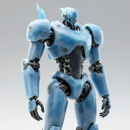 futuristic robot covered with armor made from frosted blue translucent panels, by tyler edlin and rhads, masterpiece, precise hard surface modeling, 3 d concept render, studio octane render